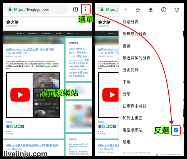 手機 桌面版網站